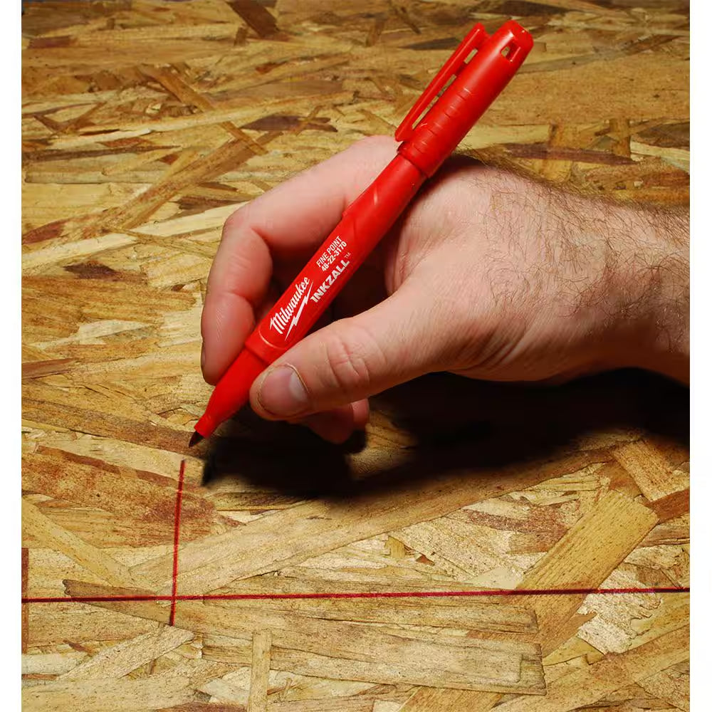 INKZALL Red Fine Point Jobsite Permanent Marker