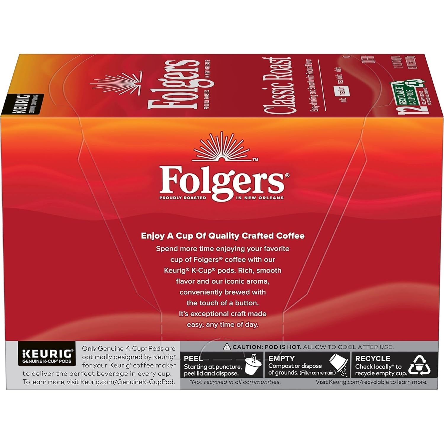 Classic Roast Medium Roast Coffee, Keurig K-Cup Pods, 12 Count Boxes (Pack of 6)