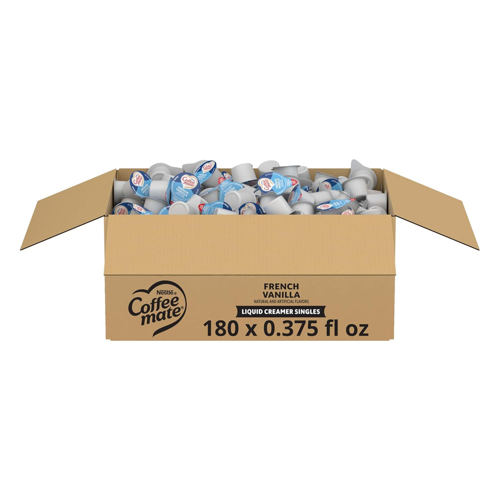 Nestle  Coffee Creamer, French Vanilla, Liquid Creamer Singles, Non Dairy, No Refrigeration, 0.375 Fl Oz Tubs (Pack of 180)