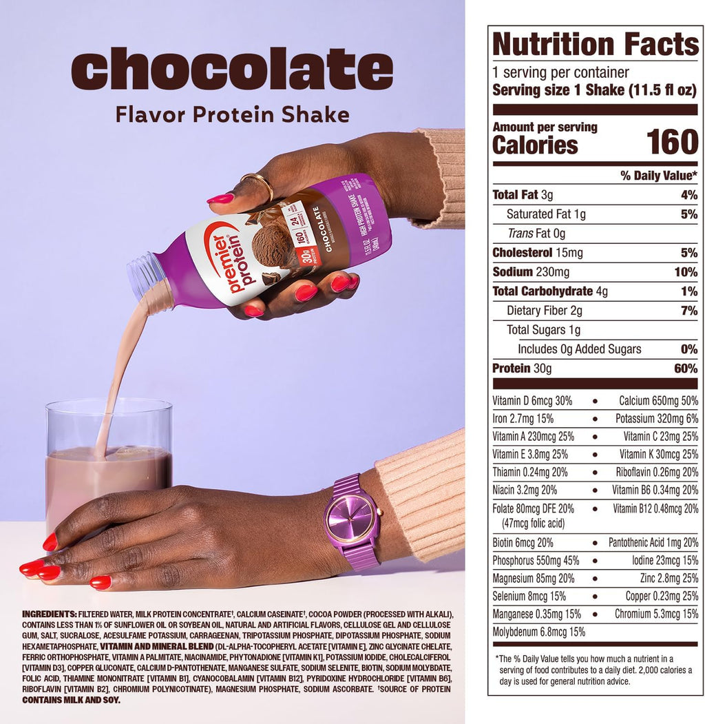 Shake, Chocolate, 30G Protein, No Added Sugar, 24 Vitamins & Minerals to Support Immune Health, 11.5 Fl Oz, 12 Pack