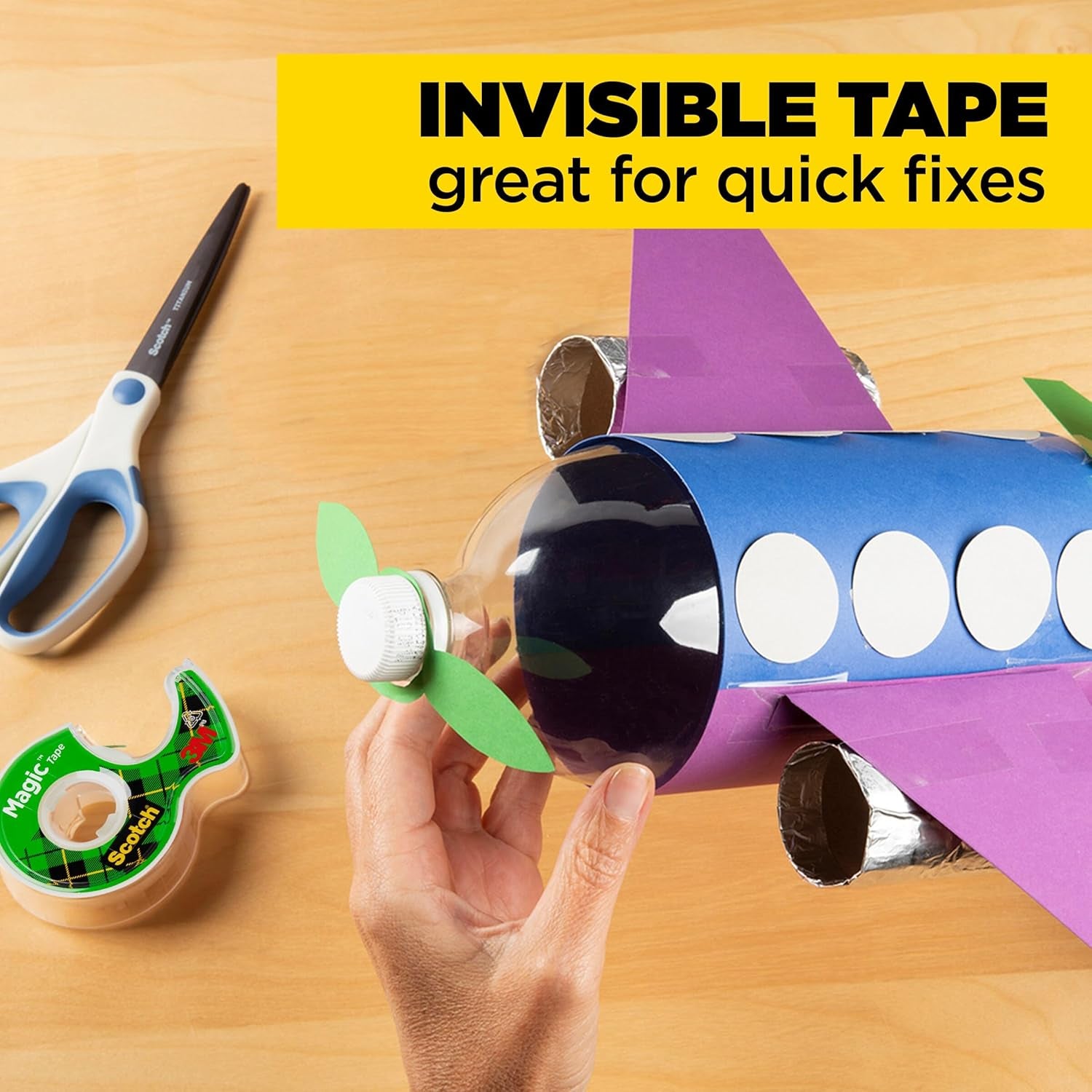 Magic Tape - Invisible Adhesive, Ideal for Home Office and Educational Use, Pack of 6 Rolls