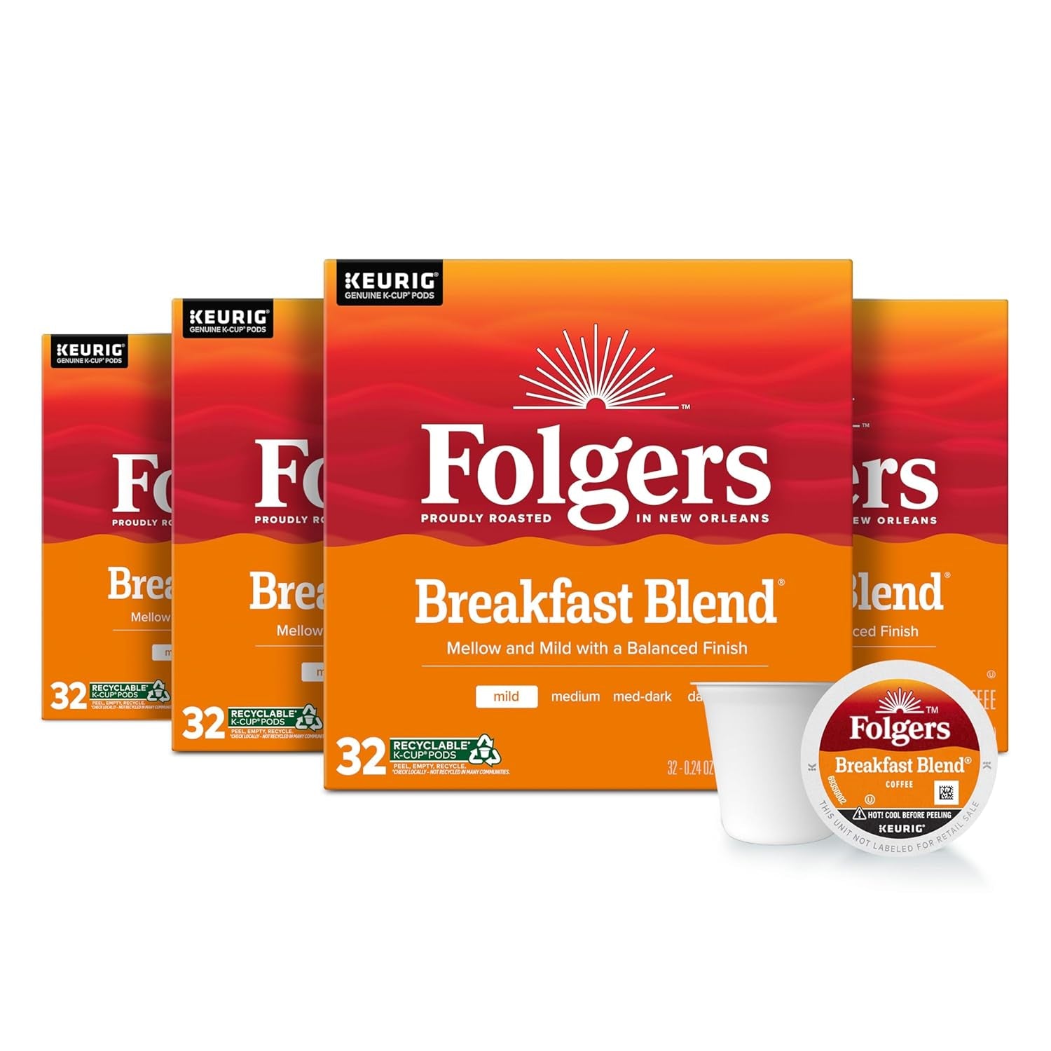 Classic Roast Medium Roast Coffee, Keurig K-Cup Pods, 12 Count Boxes (Pack of 6)