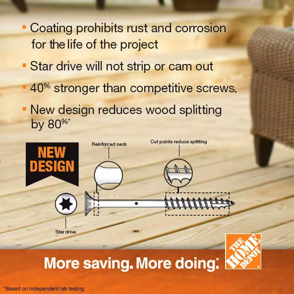 #9 x 2-Inch Tan Torx Flat-Head Wood Deck Screws (5 lbs, 207 Pieces)