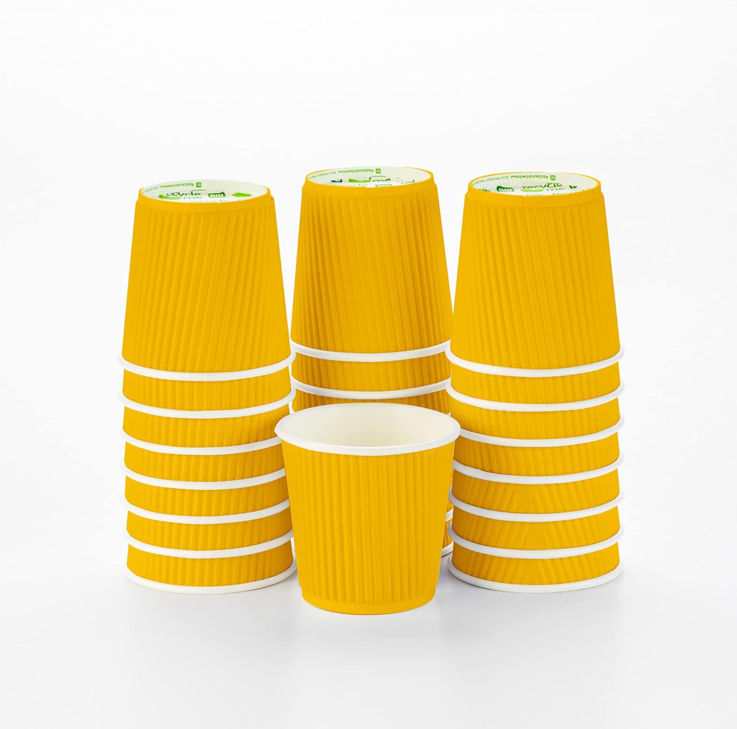16 Ounce Ripple Wall Disposable Paper Cups - Pack of 25, Leakproof and Recyclable Light Green Insulated Holders, Matching Lids Sold Separately