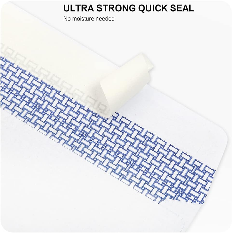 500 Pack #10 Double Window Security Self-Seal Envelopes - Suitable Size for Multiple Business Statements, Quickbooks Invoices, and Return Envelopes, Size 4-1/8 X 9-1/2 - White - 24 LB