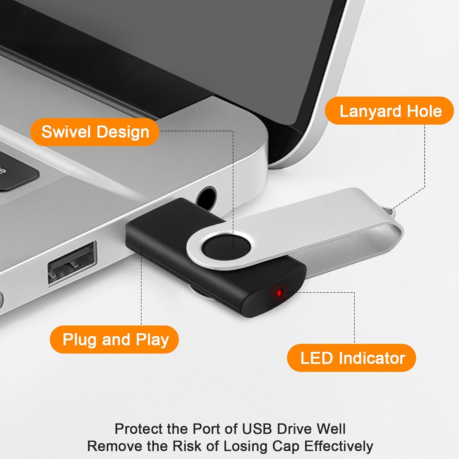 Bulk 2GB USB Flash Drives - 20 Pack Portable Thumb Drives, Swivel Design for Data Transfer and Backup