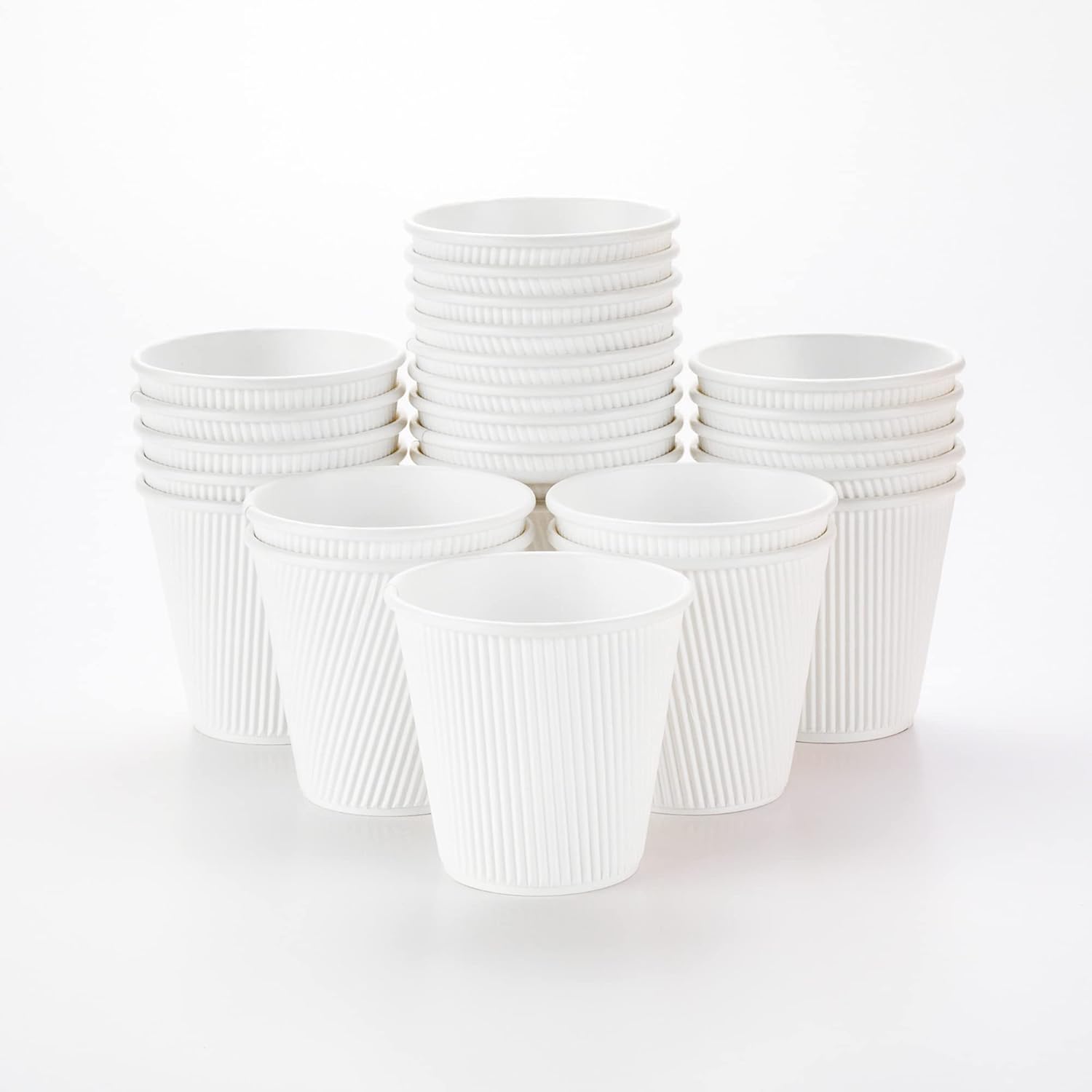 16 Ounce Ripple Wall Disposable Paper Cups - Pack of 25, Leakproof and Recyclable Light Green Insulated Holders, Matching Lids Sold Separately