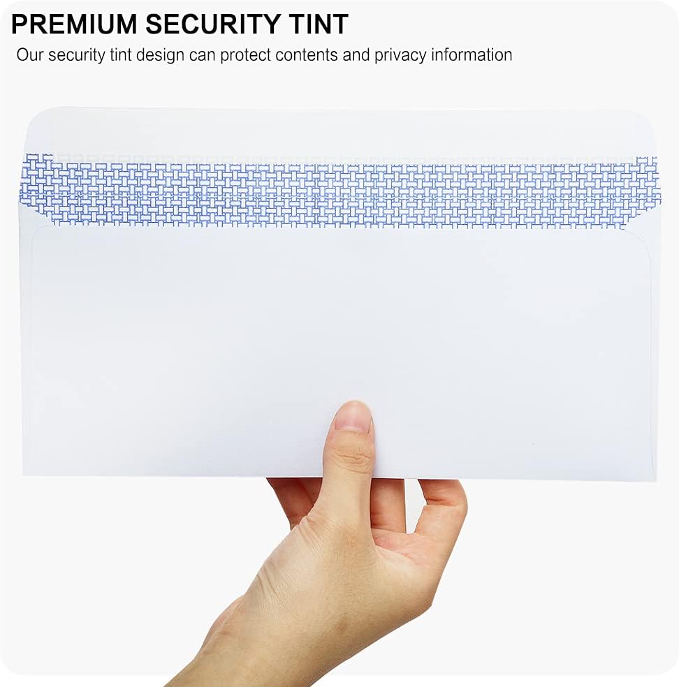 500 Pack #10 Double Window Security Self-Seal Envelopes - Suitable Size for Multiple Business Statements, Quickbooks Invoices, and Return Envelopes, Size 4-1/8 X 9-1/2 - White - 24 LB