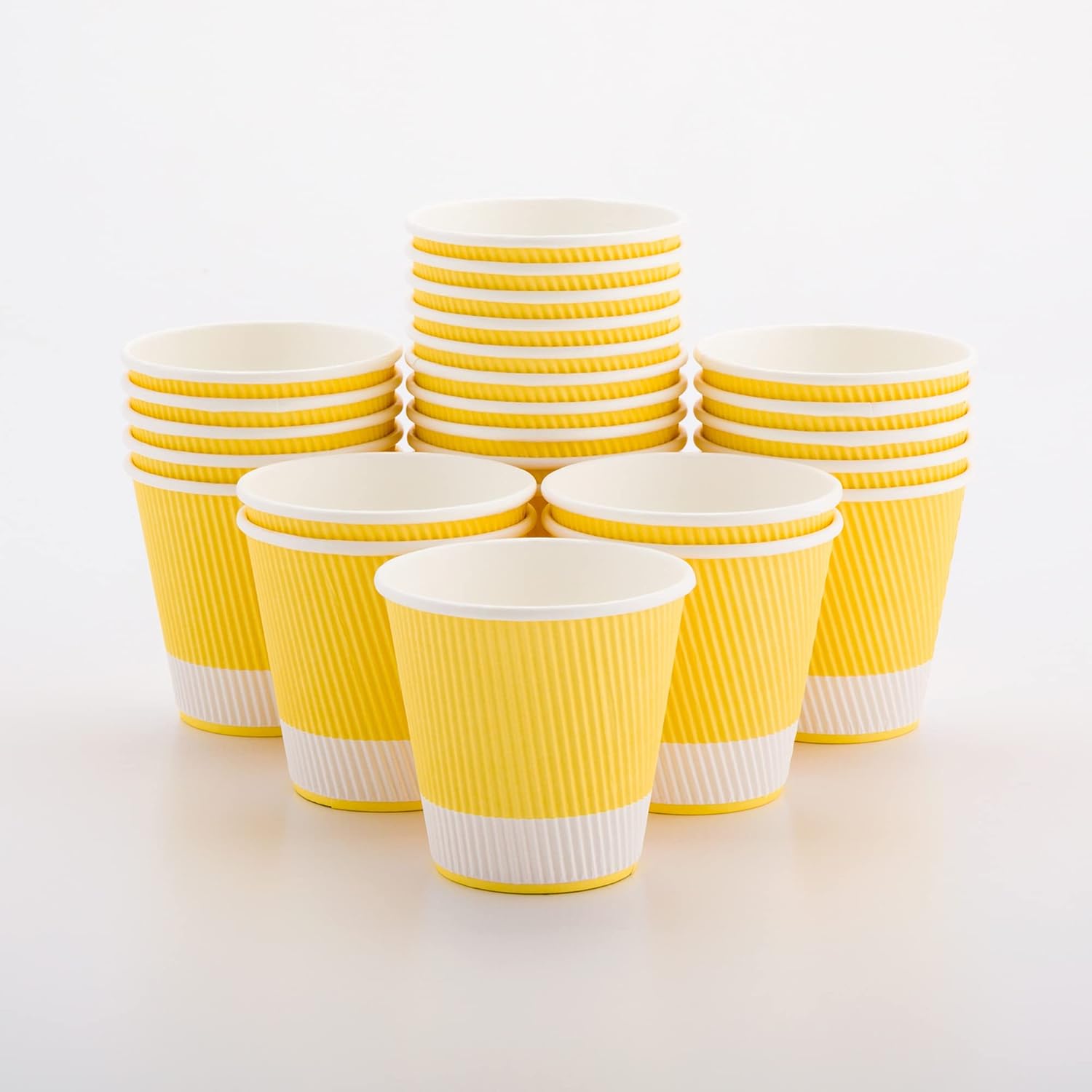 16 Ounce Ripple Wall Disposable Paper Cups - Pack of 25, Leakproof and Recyclable Light Green Insulated Holders, Matching Lids Sold Separately