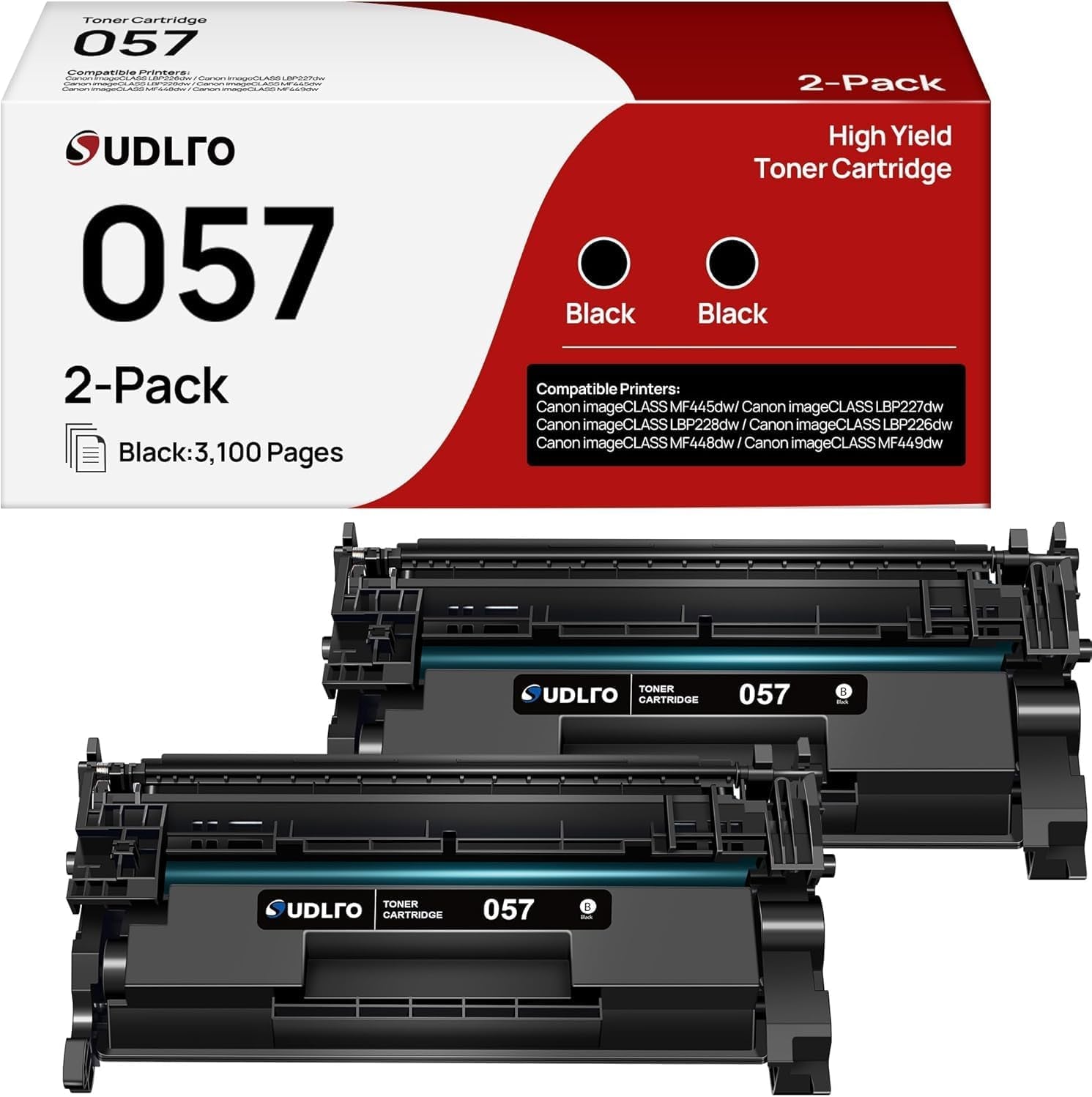057 Toner Cartridge - 057 Replacement for 057 Toner Cartridge CRG057 057H to Use with Mf445Dw Mf448Dw Mf449Dw Lbp226Dw Lbp227Dw Printer (2Black, Non-Oem)
