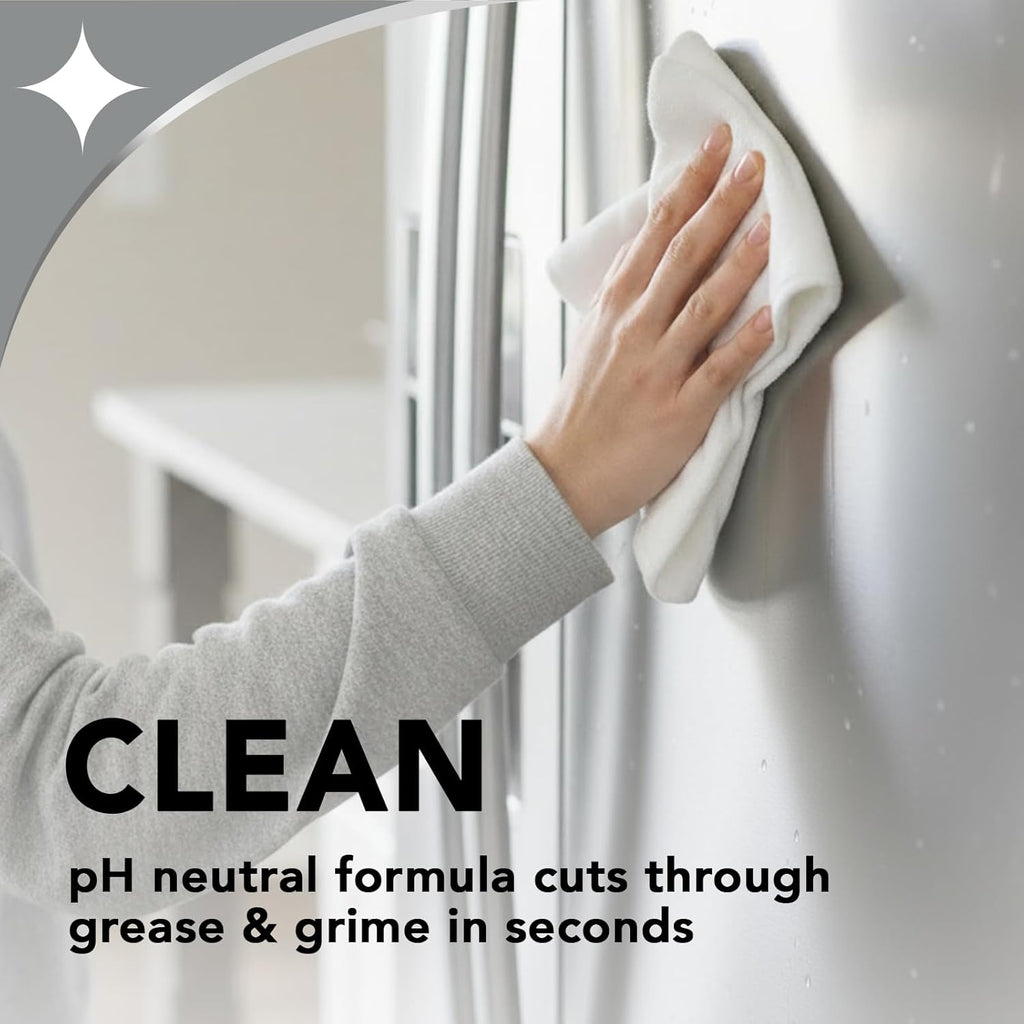 Stainless Steel Cleaner and Polish - 2 Pack, Anti-Fingerprint Spray with Cloth, Effective Against Water Spots and Grease, Streak-Free and Residue-Free, Safe for Metal, Chrome, Appliances, Sinks, and Grills