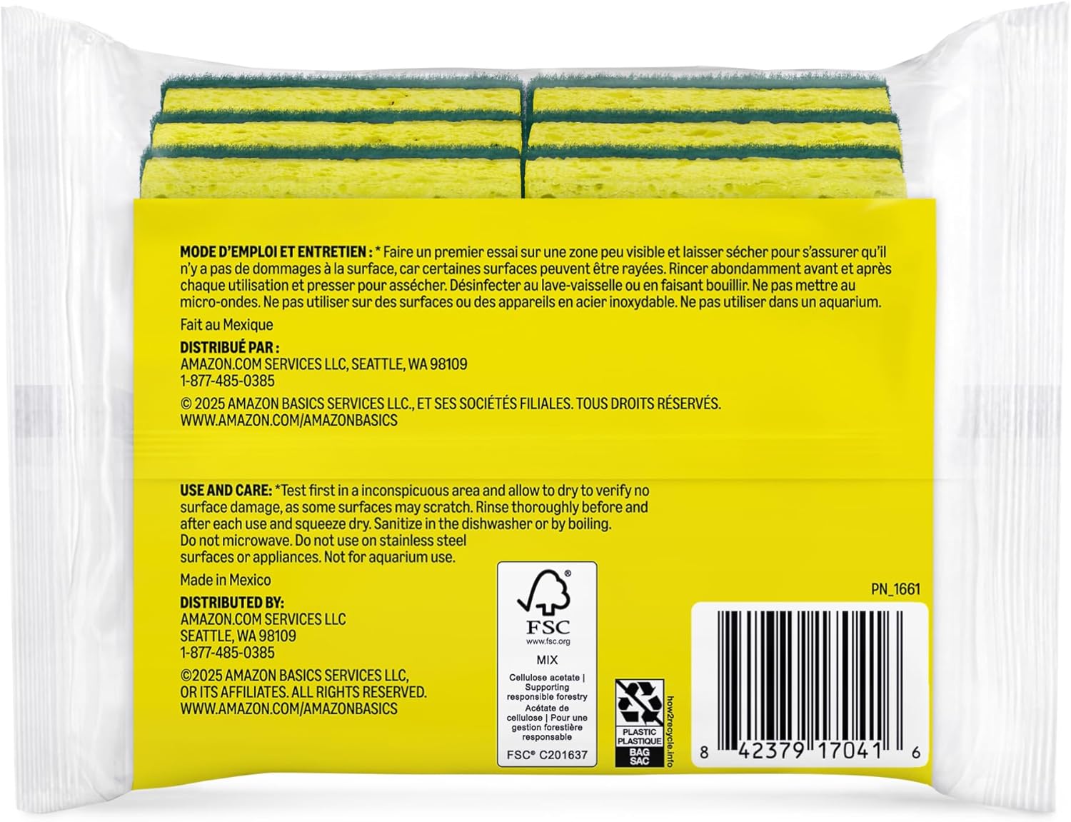 Heavy Duty Dual-Sided Scrub Sponges, Yellow/Green, 6-Pack (Packaging May Vary)