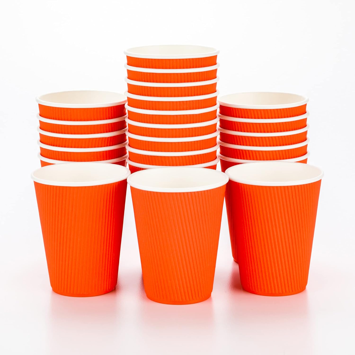 16 Ounce Ripple Wall Disposable Paper Cups - Pack of 25, Leakproof and Recyclable Light Green Insulated Holders, Matching Lids Sold Separately