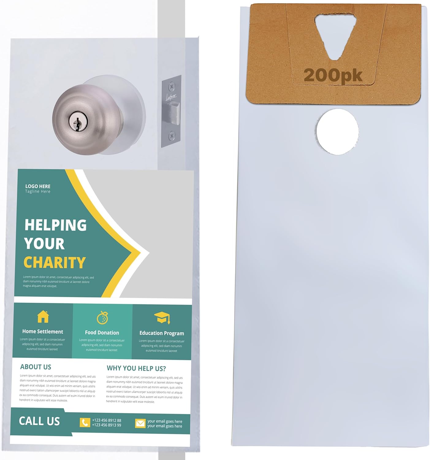 Tidyfriend Clear Plastic Door Hanger Bags 6” x 12” (500 Pack) - Waterproof and Secure Solution for Flyers, Brochures, Notices, and Printed Materials for Outdoor Use