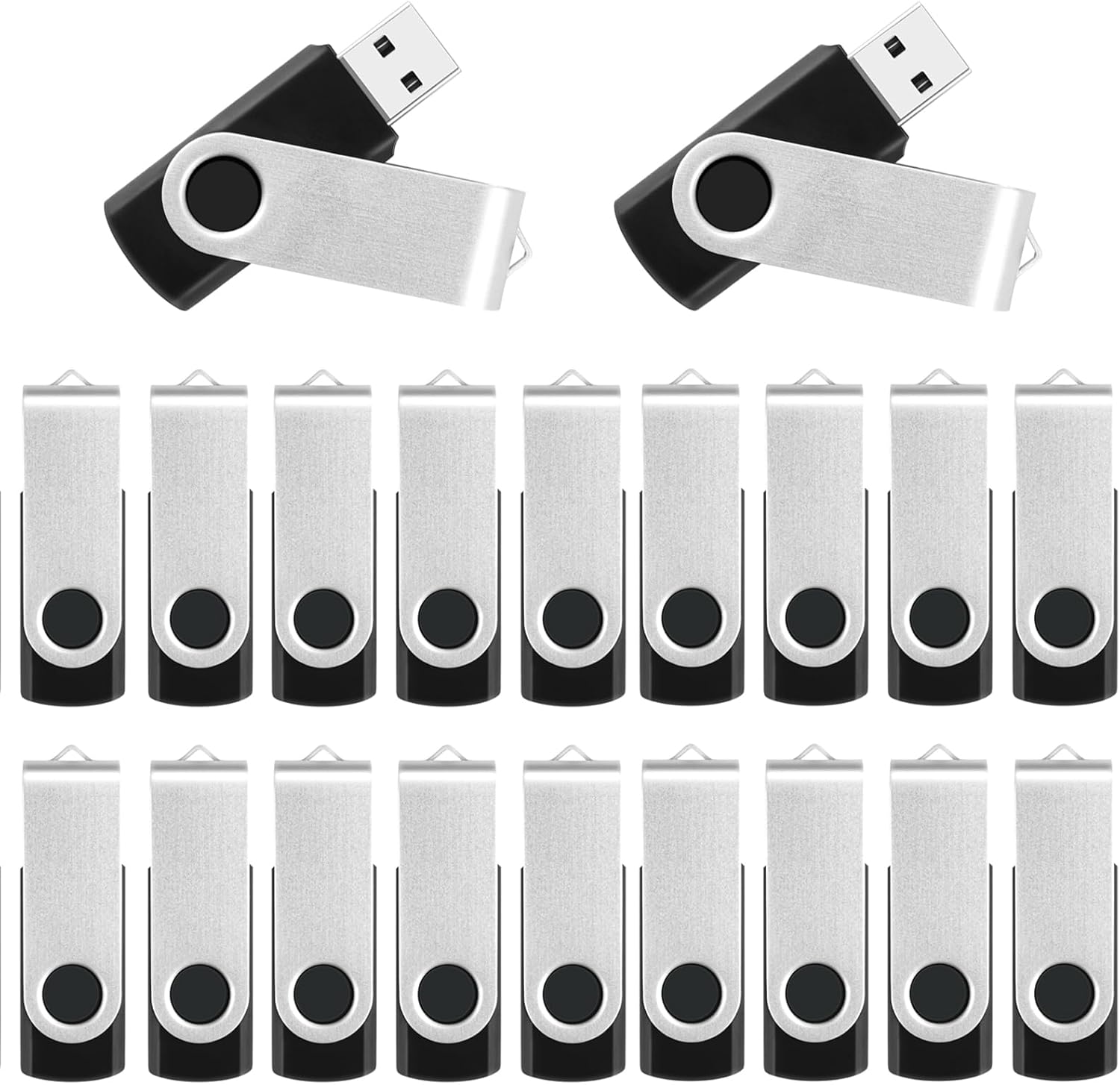 Bulk 2GB USB Flash Drives - 20 Pack Portable Thumb Drives, Swivel Design for Data Transfer and Backup