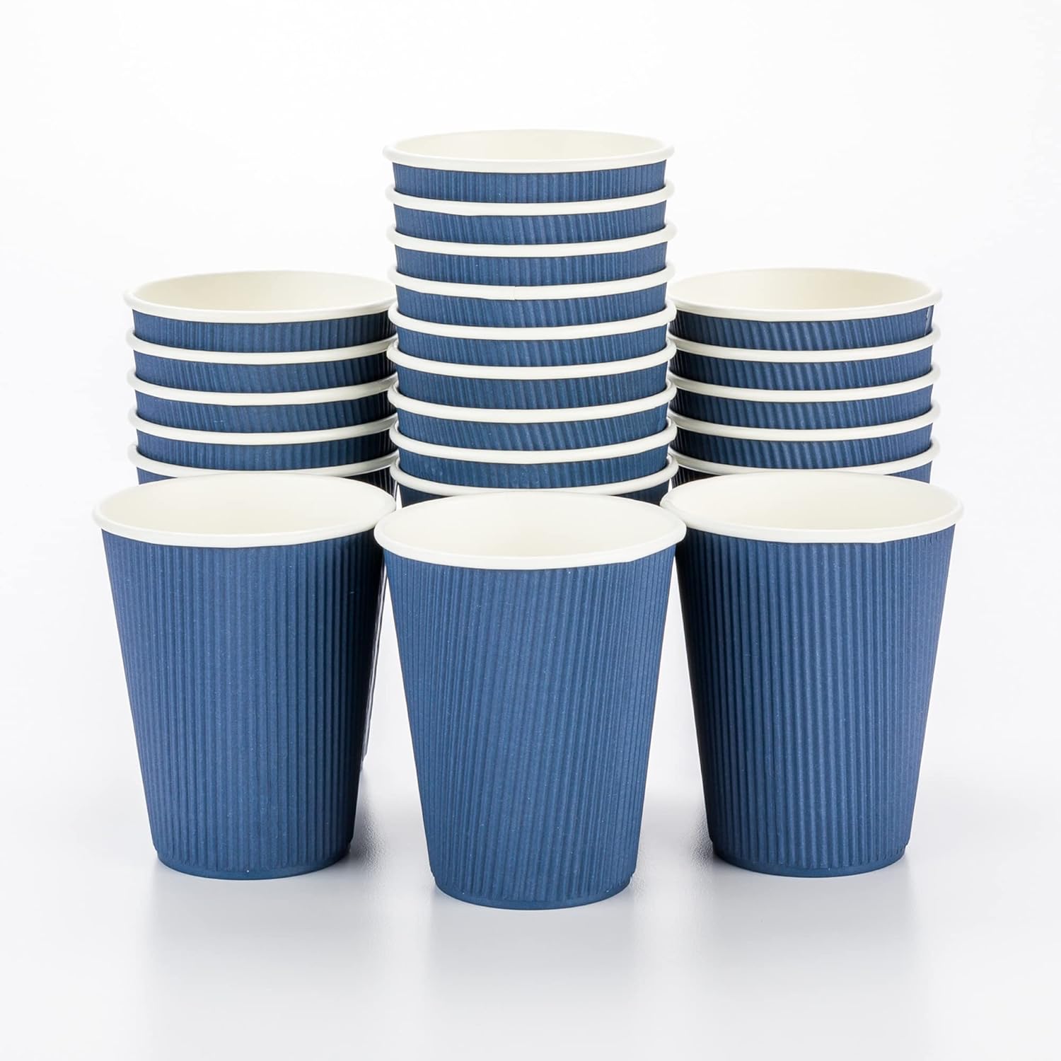 16 Ounce Ripple Wall Disposable Paper Cups - Pack of 25, Leakproof and Recyclable Light Green Insulated Holders, Matching Lids Sold Separately