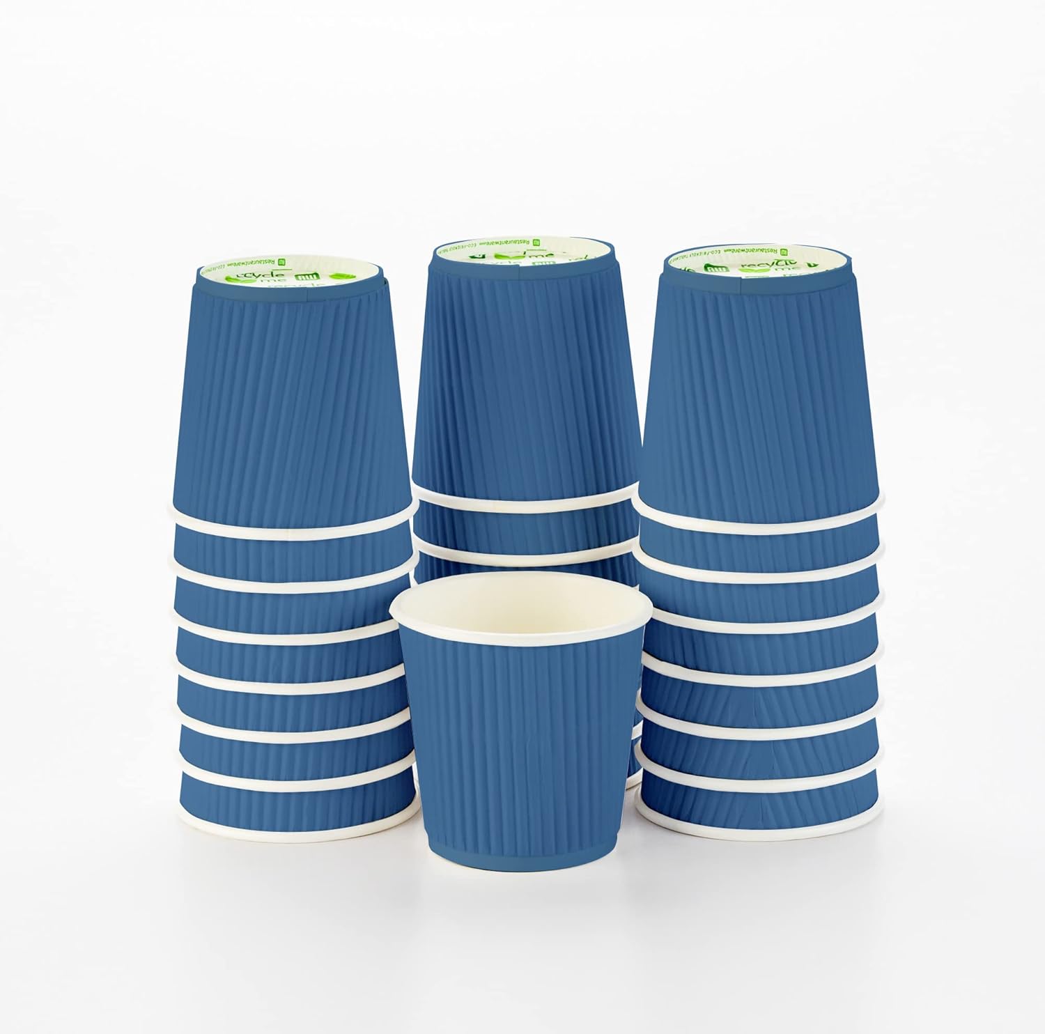 16 Ounce Ripple Wall Disposable Paper Cups - Pack of 25, Leakproof and Recyclable Light Green Insulated Holders, Matching Lids Sold Separately