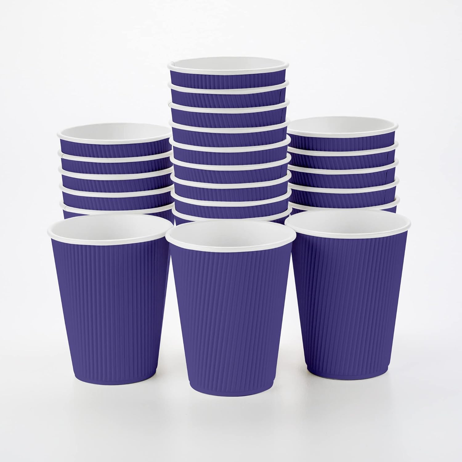 16 Ounce Ripple Wall Disposable Paper Cups - Pack of 25, Leakproof and Recyclable Light Green Insulated Holders, Matching Lids Sold Separately