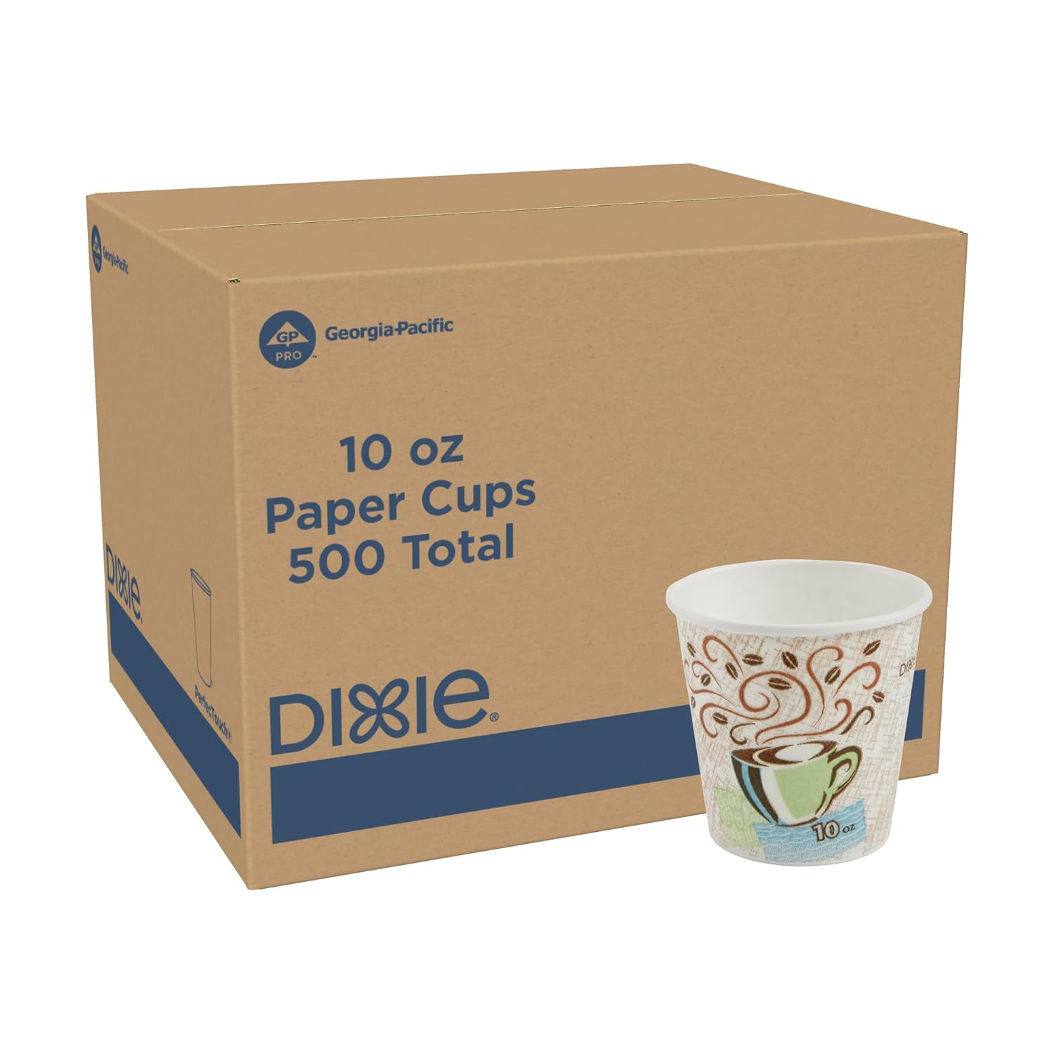 Dixie Perfectouch 16 Oz Paper Coffee Cups by GP PRO, Coffee Haze Design, 500 Count (25 Disposable Cups per Sleeve, 20 Sleeves per Case), 5356DX