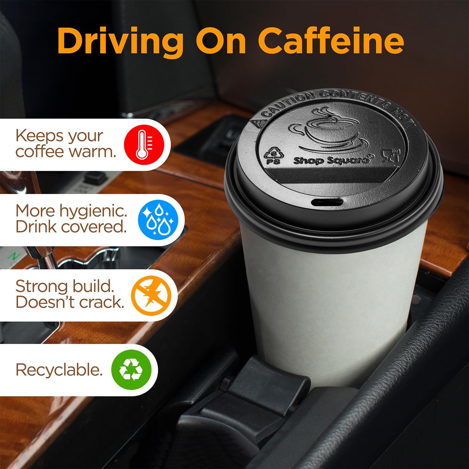 500-Pack Disposable Coffee Cup Lids for Various Paper Cup Sizes - Black Dome Lids for To-Go Beverages, Espresso, Tea, and Hot Chocolate