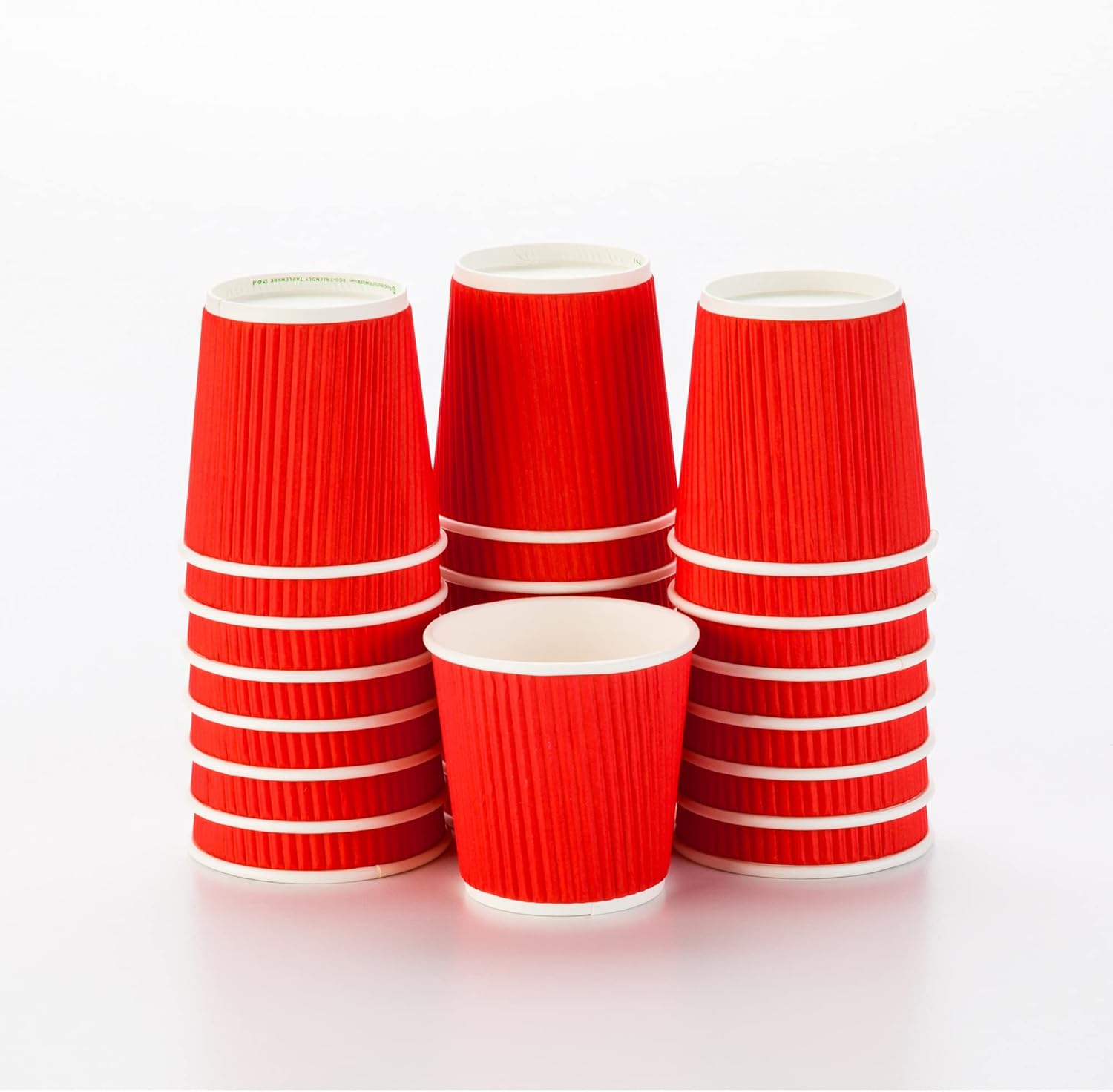 16 Ounce Ripple Wall Disposable Paper Cups - Pack of 25, Leakproof and Recyclable Light Green Insulated Holders, Matching Lids Sold Separately