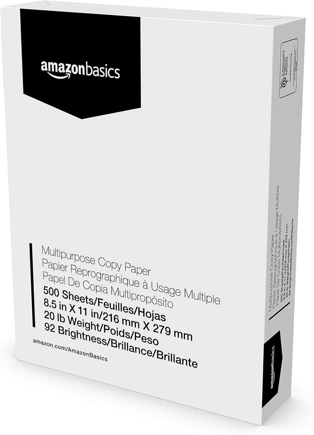 Multipurpose Copy Paper, 20 lb, 8.5 x 11 inches, 3 Reams (1,500 Sheets), 92 Bright White, Ideal for Home Use