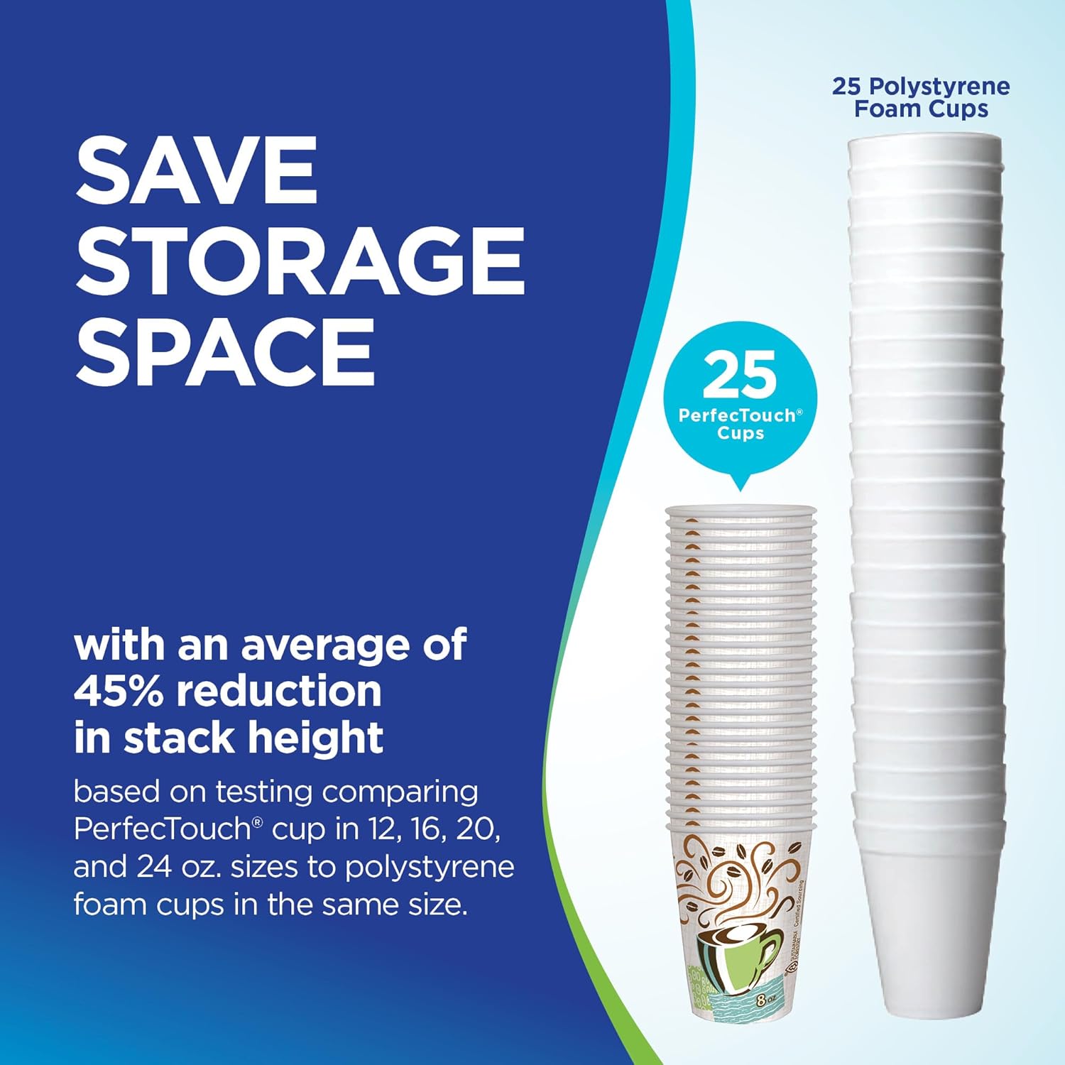 Dixie Perfectouch 16 Oz Paper Coffee Cups by GP PRO, Coffee Haze Design, 500 Count (25 Disposable Cups per Sleeve, 20 Sleeves per Case), 5356DX