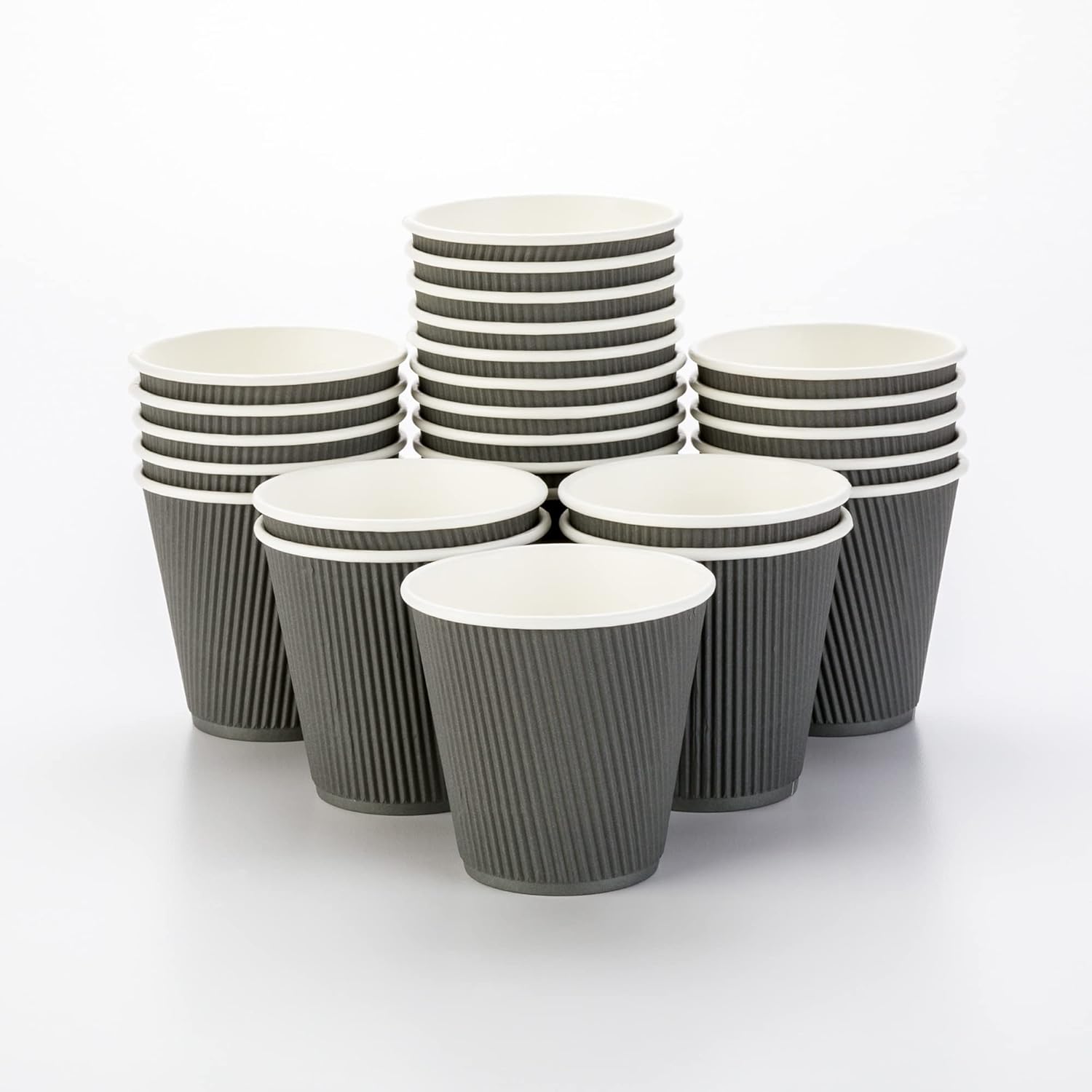16 Ounce Ripple Wall Disposable Paper Cups - Pack of 25, Leakproof and Recyclable Light Green Insulated Holders, Matching Lids Sold Separately