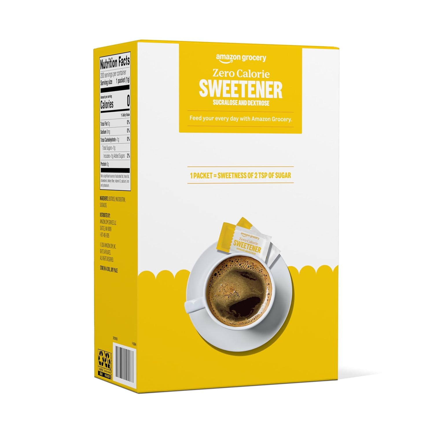 , Zero Calorie Sucralose and Dextrose Sweetener Packets, 250 Ct