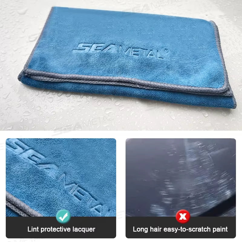 SEAMETAL Customized Car Washing Towel Microfiber Cleaning Towel 500GSM High Absorbent Drying Cloth Edge Wrapped Car Wash Towels