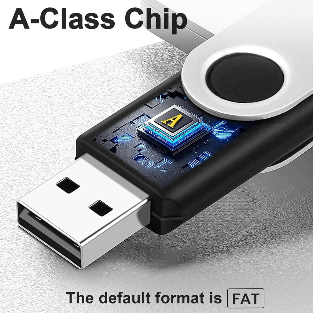 Bulk 2GB USB Flash Drives - 20 Pack Portable Thumb Drives, Swivel Design for Data Transfer and Backup