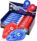 White Correction Tape - User-Friendly Applicator for Quick Corrections, Ideal for School and Office Use (Red and Blue, 12 Pack, 6M/256" X 0.2")