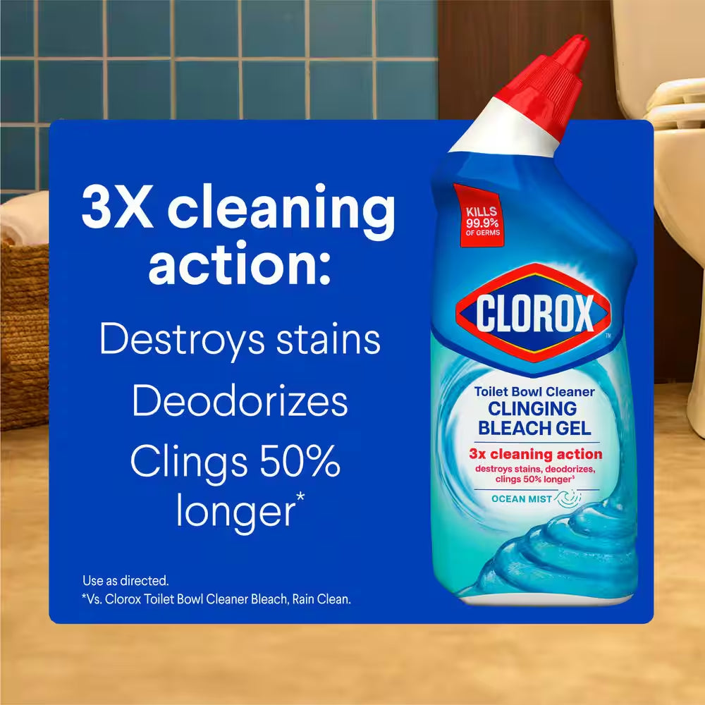 24 Oz. Ocean Mist Toilet Bowl Cleaner Clinging Bleach Gel (6-Pack)