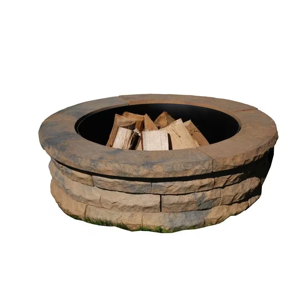 Ledgestone 47 In. X 14 In. round Concrete Wood Fuel Fire Pit Ring Kit Brown