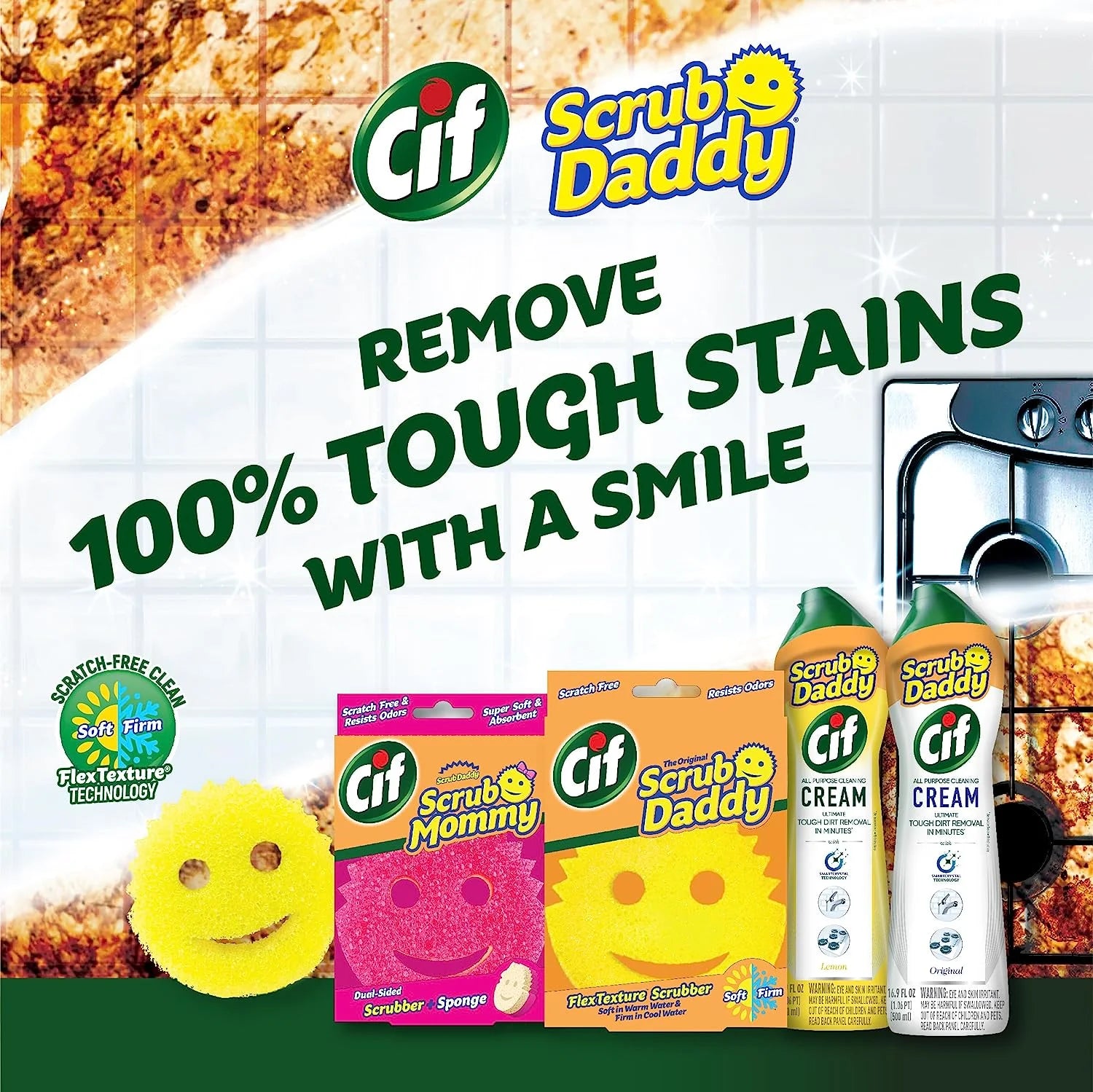 Multi-Surface Cleaning Set: Includes 2 Sponges and 1 All-Purpose Cleaning Cream