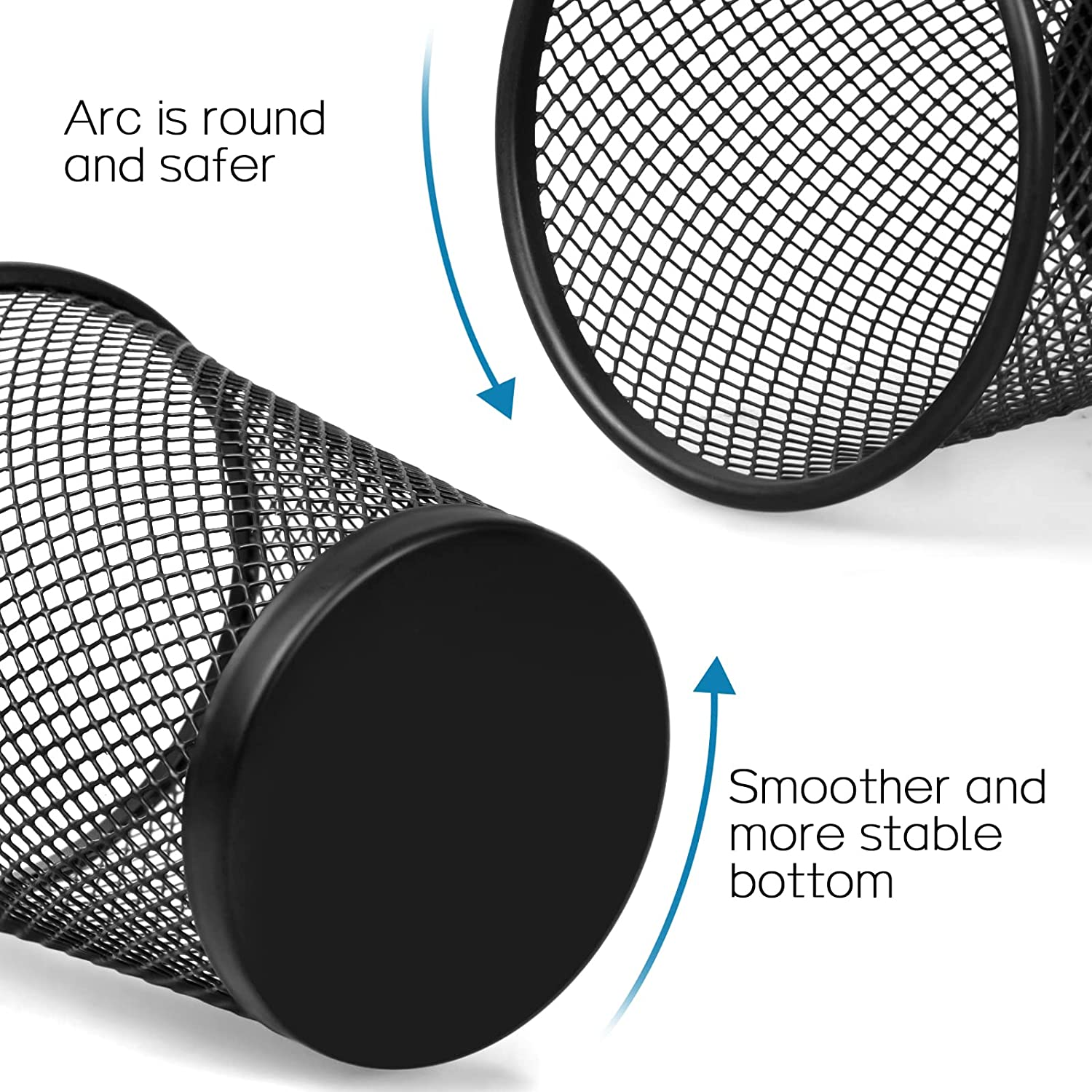 Metal Mesh Pencil Holder | Black Desk Organizer for Office, School & Home
