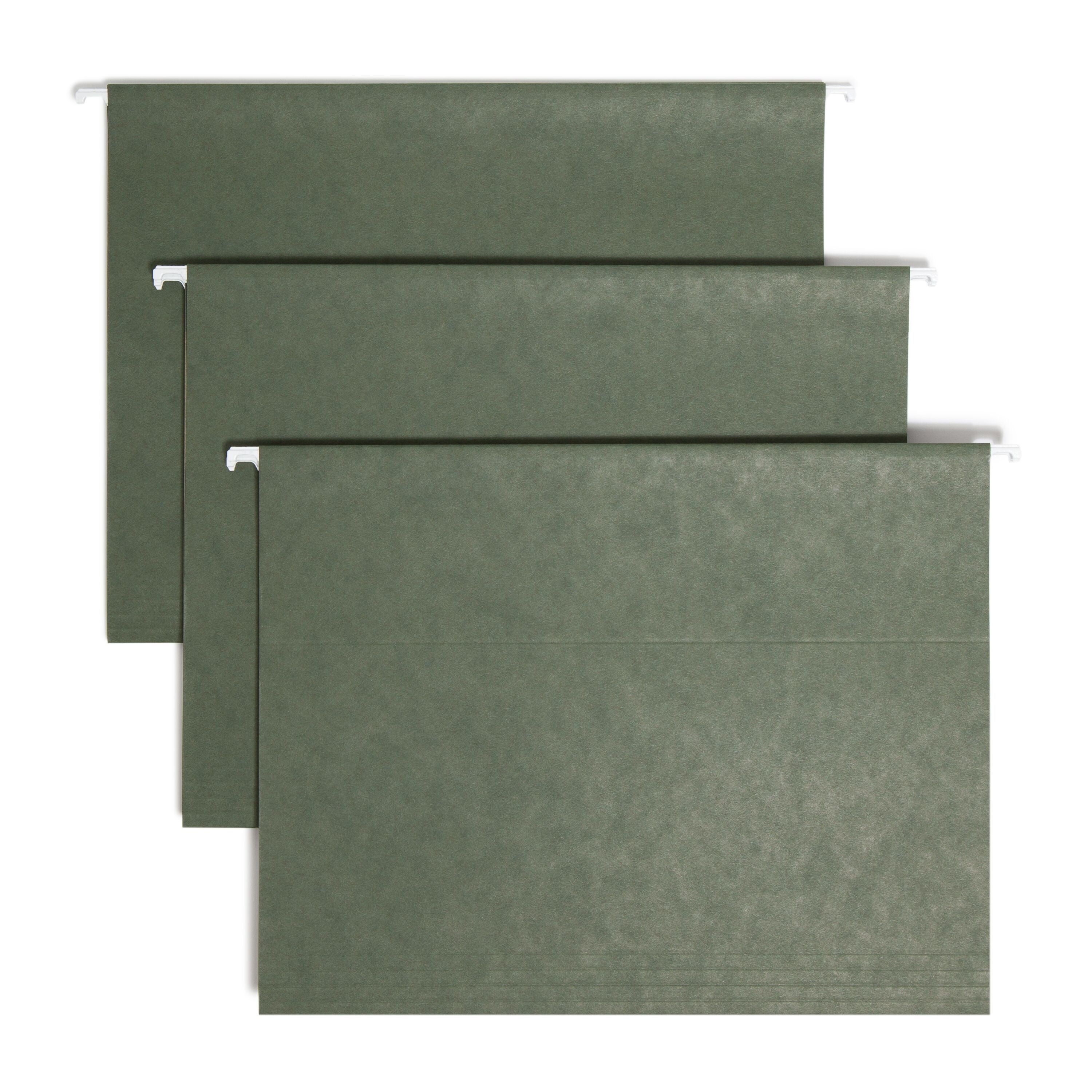 Standard Green Hanging Folders with 1/5 Cut Tabs, Letter Size, Pack of 25 (64055)