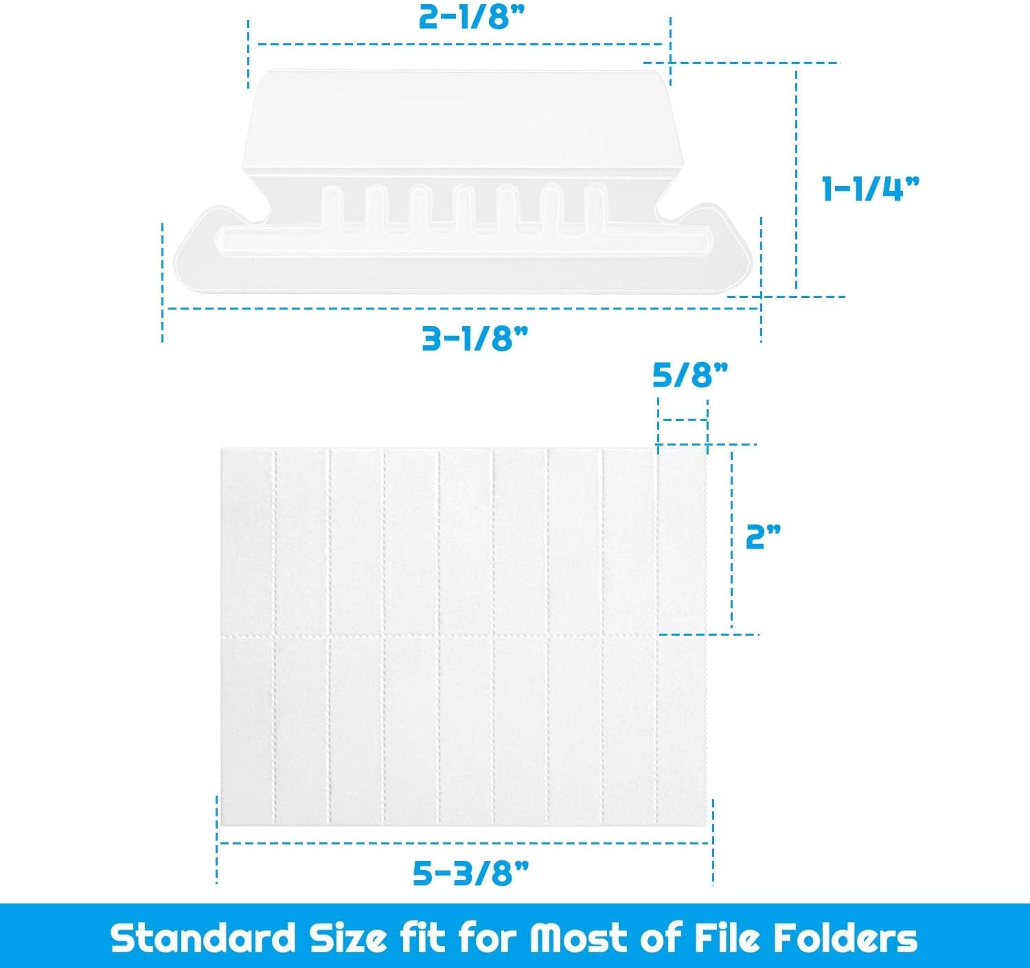 100 Sets of 2-Inch Hanging File Folder Tabs and Inserts for Organized Filing