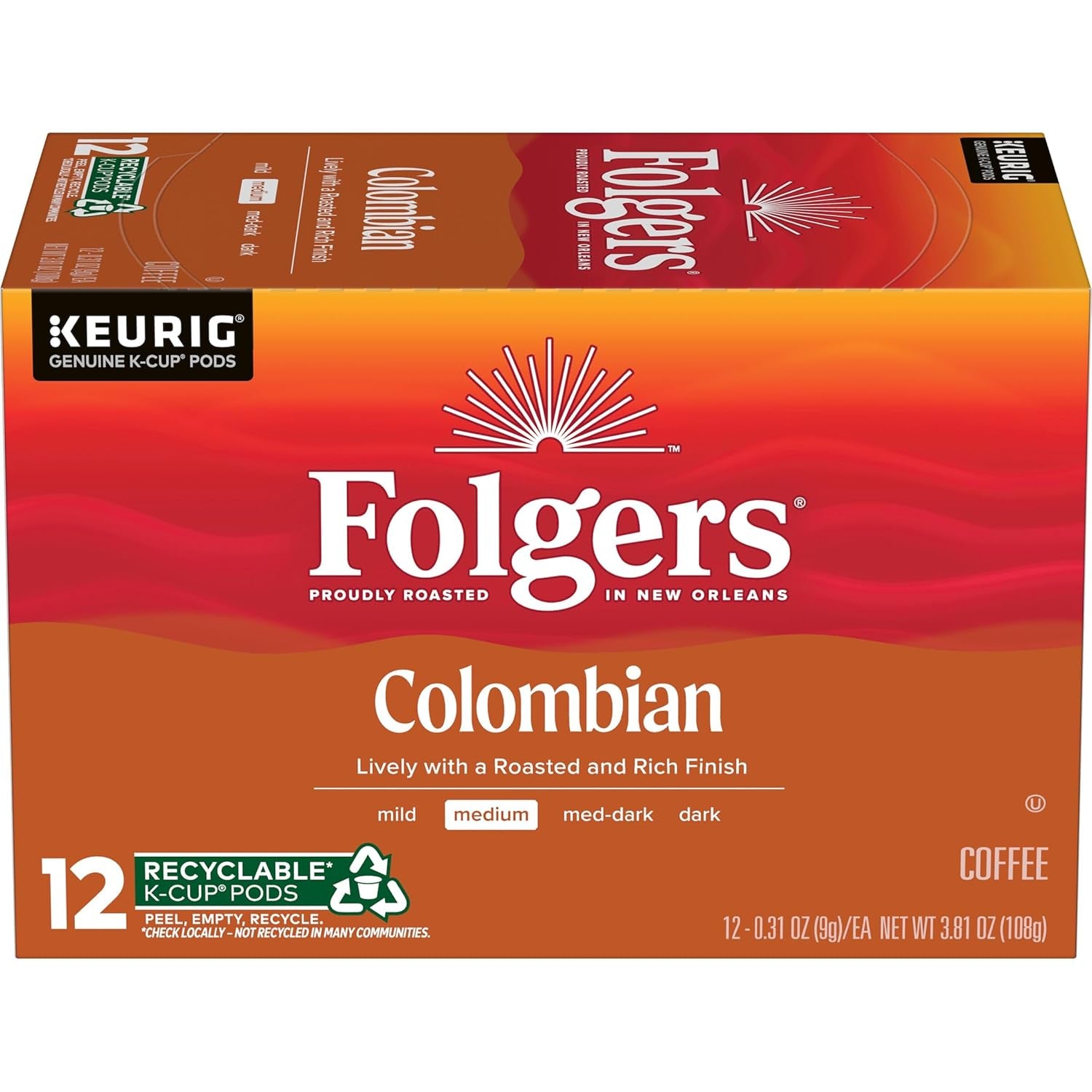 Classic Roast Medium Roast Coffee, Keurig K-Cup Pods, 12 Count Boxes (Pack of 6)