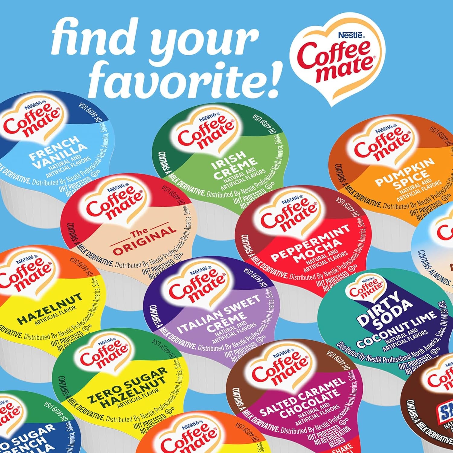 Nestle  Coffee Creamer, French Vanilla, Liquid Creamer Singles, Non Dairy, No Refrigeration, 0.375 Fl Oz Tubs (Pack of 180)