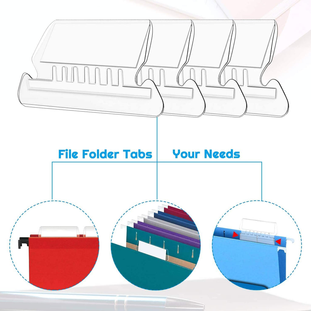 100 Sets of 2-Inch Hanging File Folder Tabs and Inserts for Organized Filing
