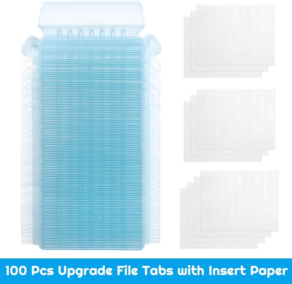 100 Sets of 2-Inch Hanging File Folder Tabs and Inserts for Organized Filing