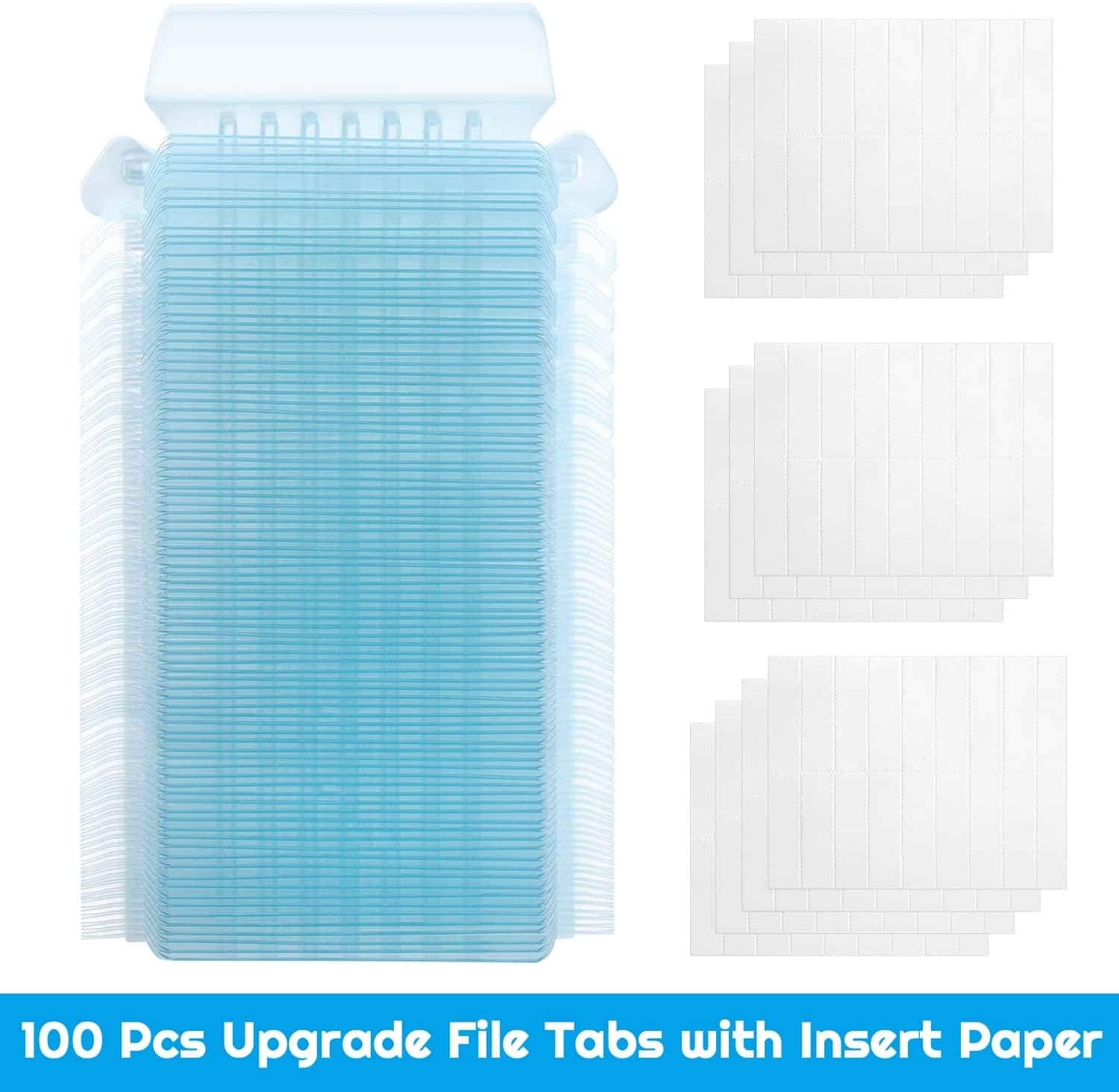 100 Sets of 2-Inch Hanging File Folder Tabs and Inserts for Organized Filing