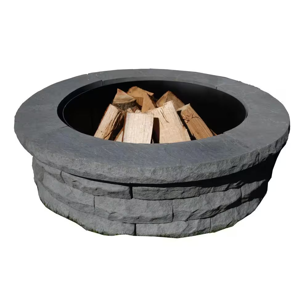 Ledgestone 47 In. X 14 In. round Concrete Wood Fuel Fire Pit Ring Kit Brown