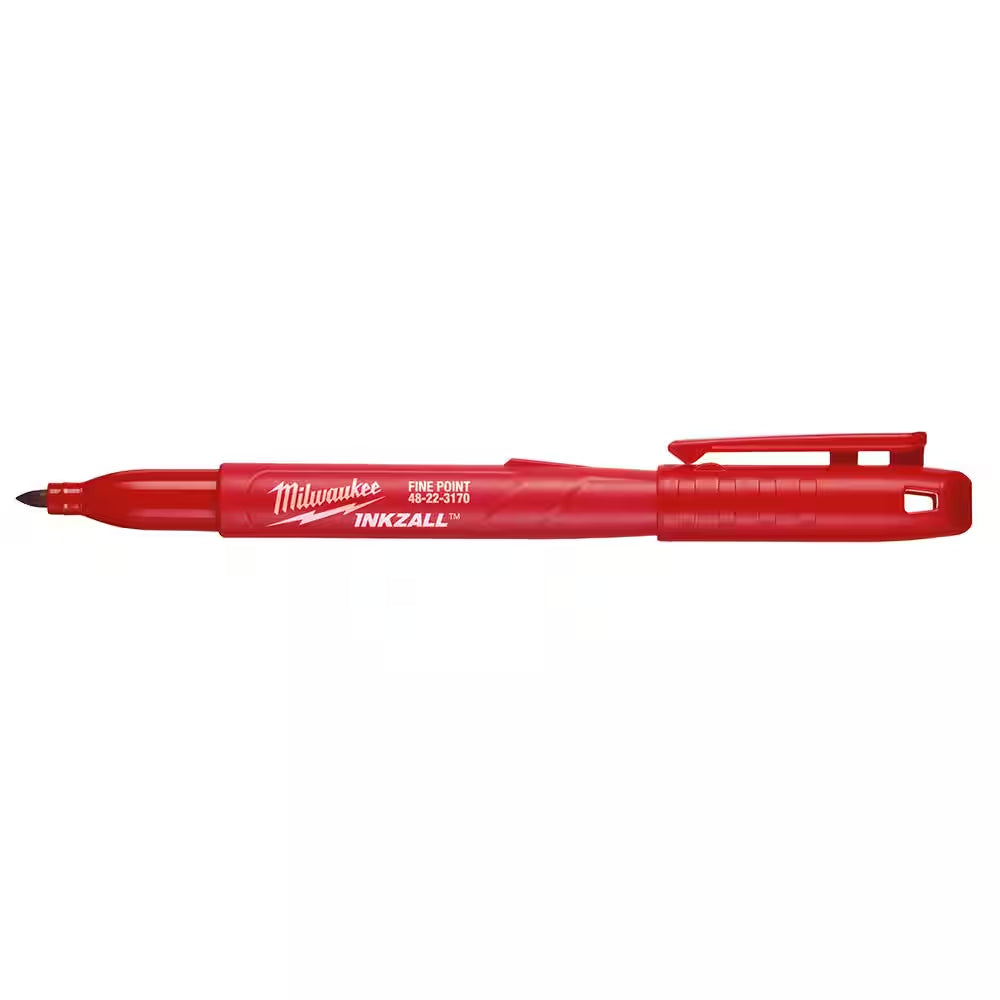 INKZALL Red Fine Point Jobsite Permanent Marker