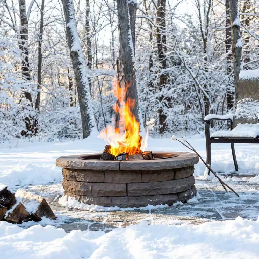 Ledgestone 47 In. X 14 In. round Concrete Wood Fuel Fire Pit Ring Kit Brown
