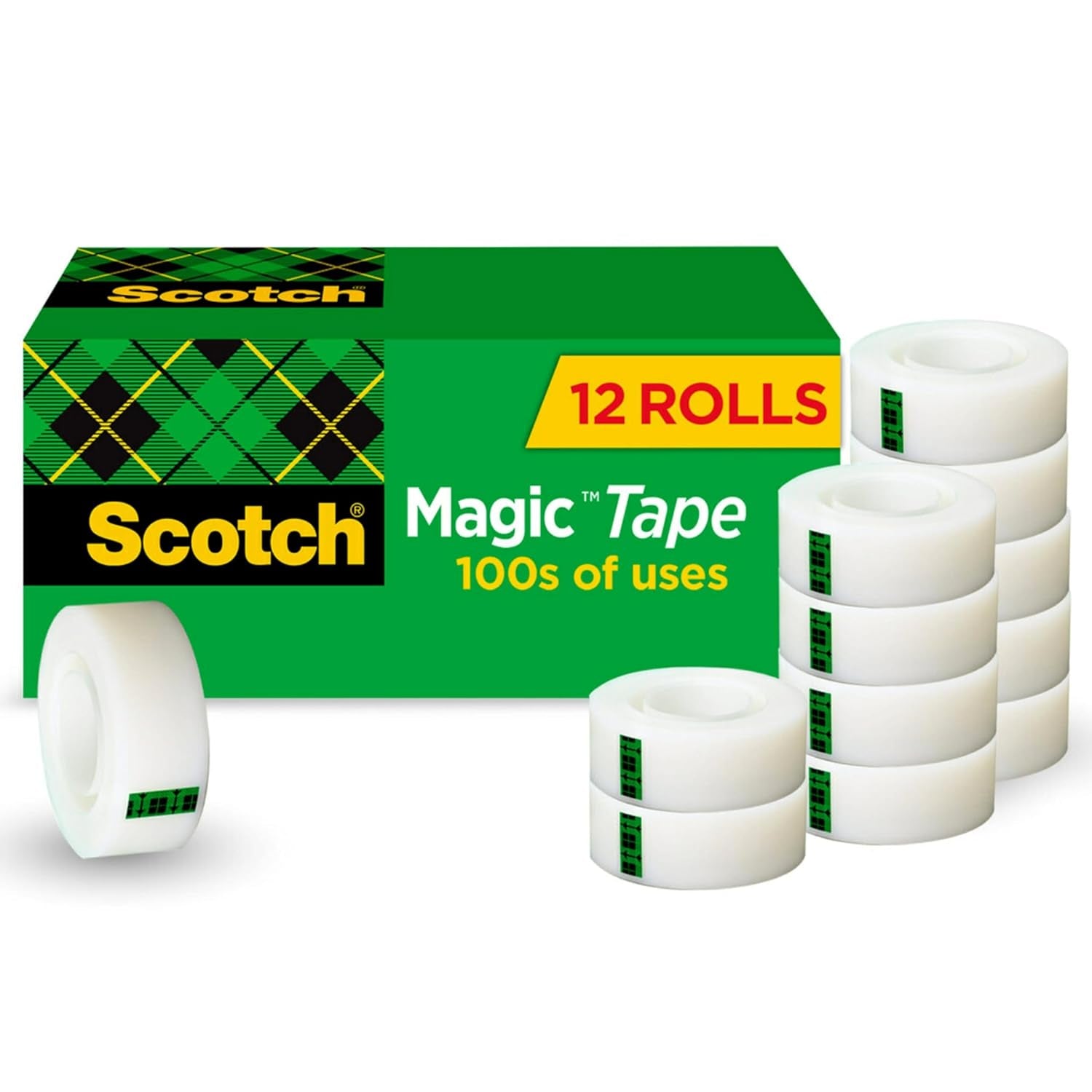 Magic Tape - Invisible Adhesive, Ideal for Home Office and Educational Use, Pack of 6 Rolls
