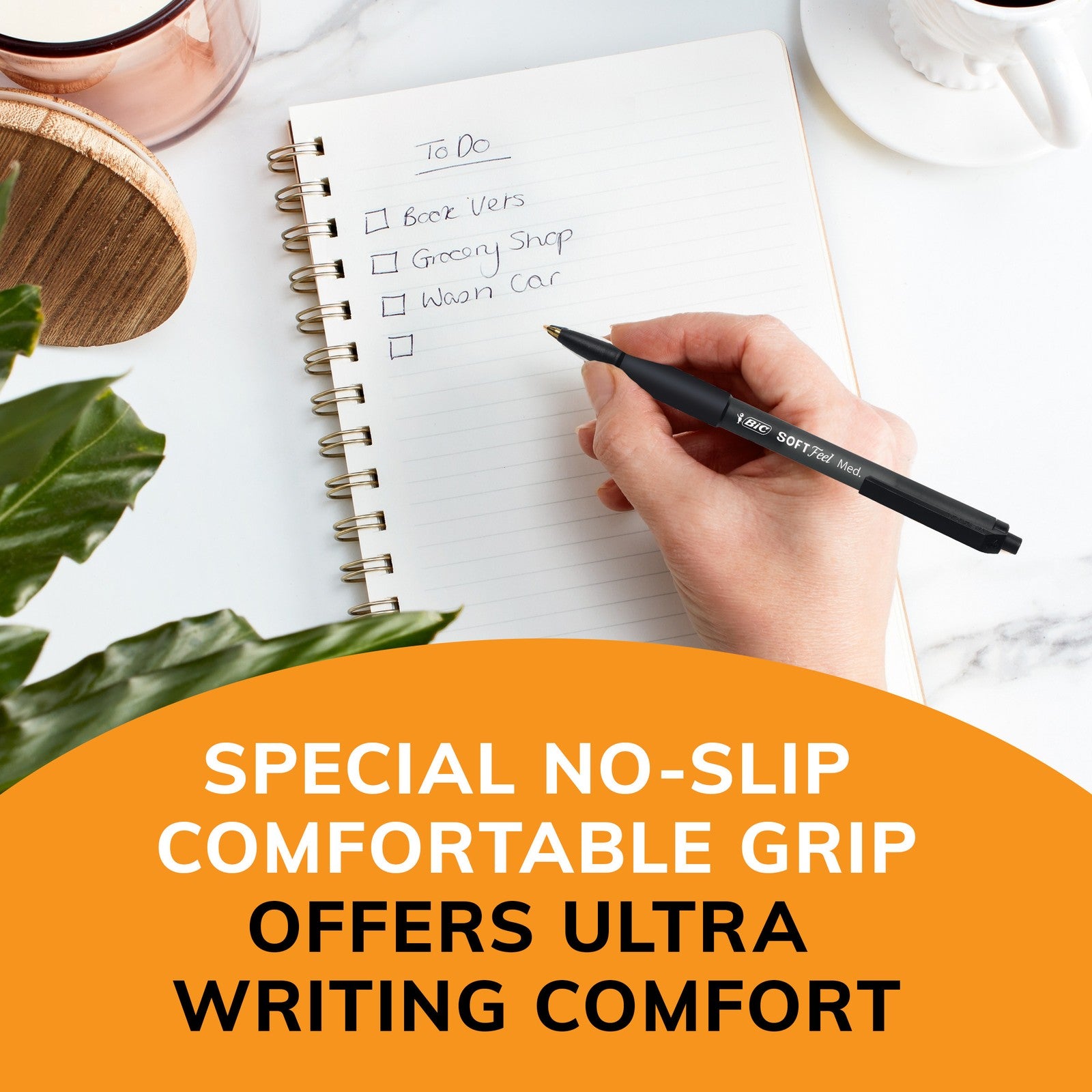 BIC Soft Feel Black Retractable Ballpoint Pens - 12 Count of Comfortable Writing Essentials with Smooth Ink Flow