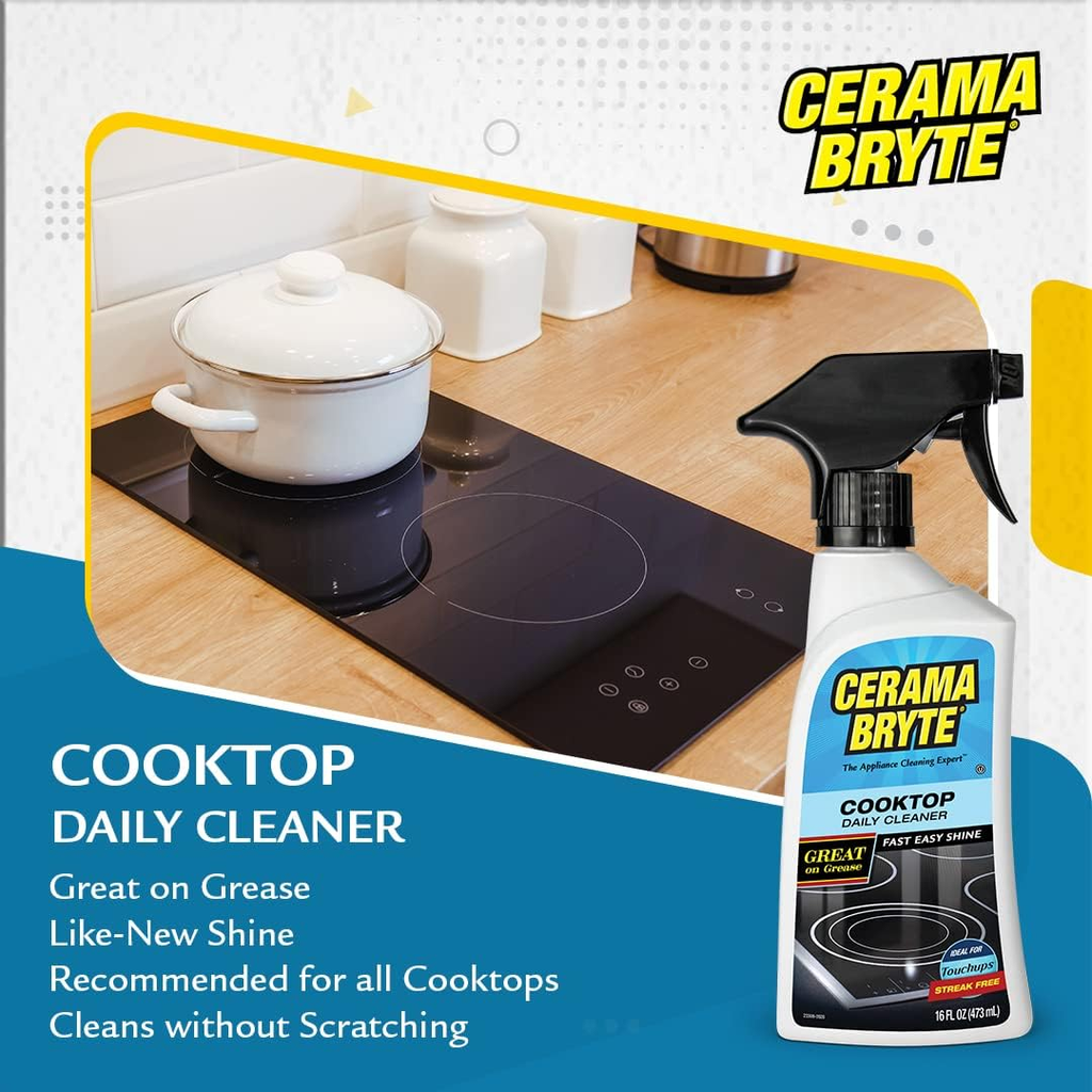 Daily Spray Cooktop and Stove Top Cleaner Combo Kit for Glass and Ceramic Surfaces
